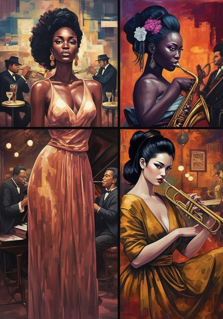 Four Women in Jazz Club: A Vibrant Portrait