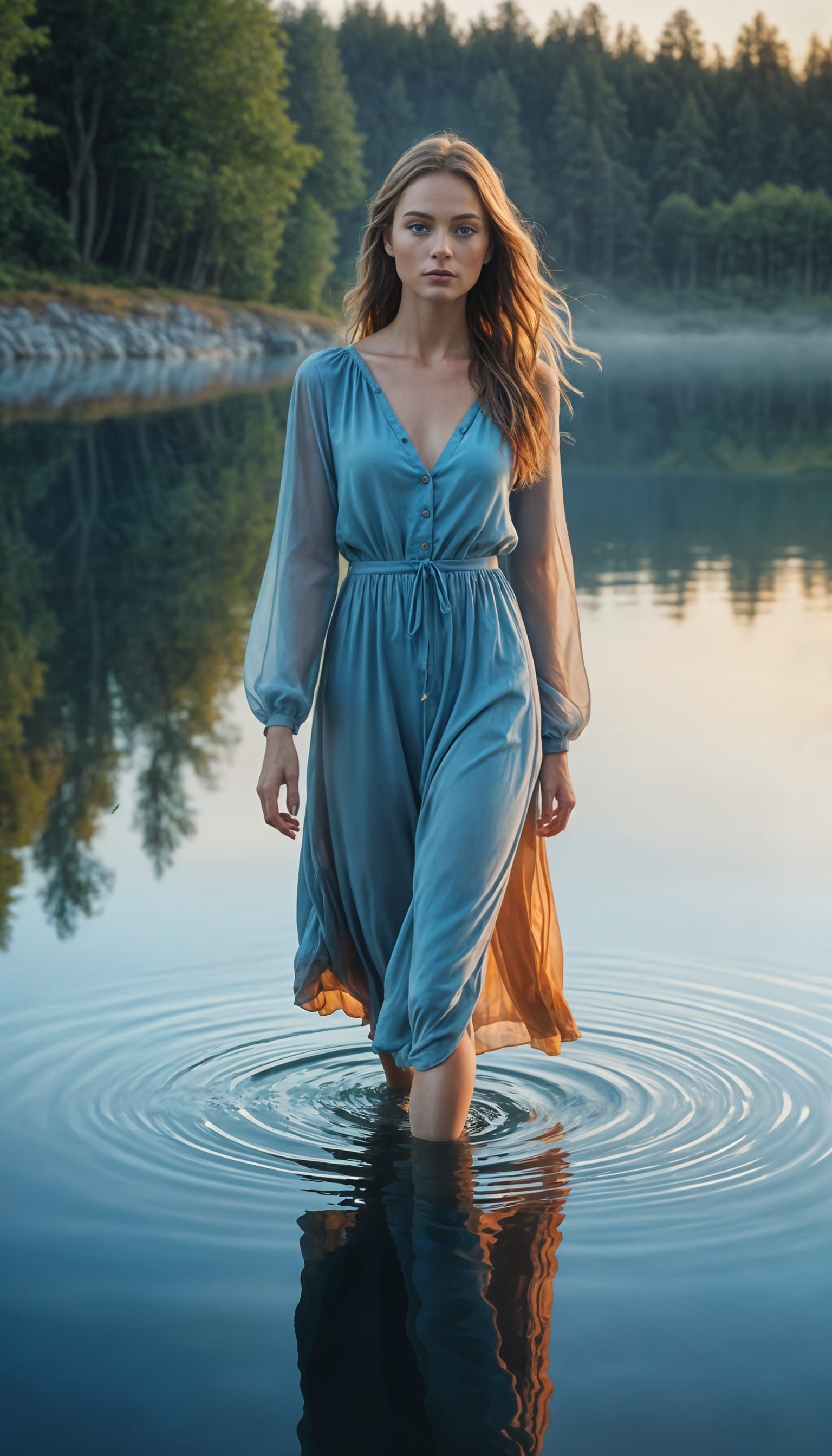 Ethereal Dawn Scene in Hyperrealistic Style