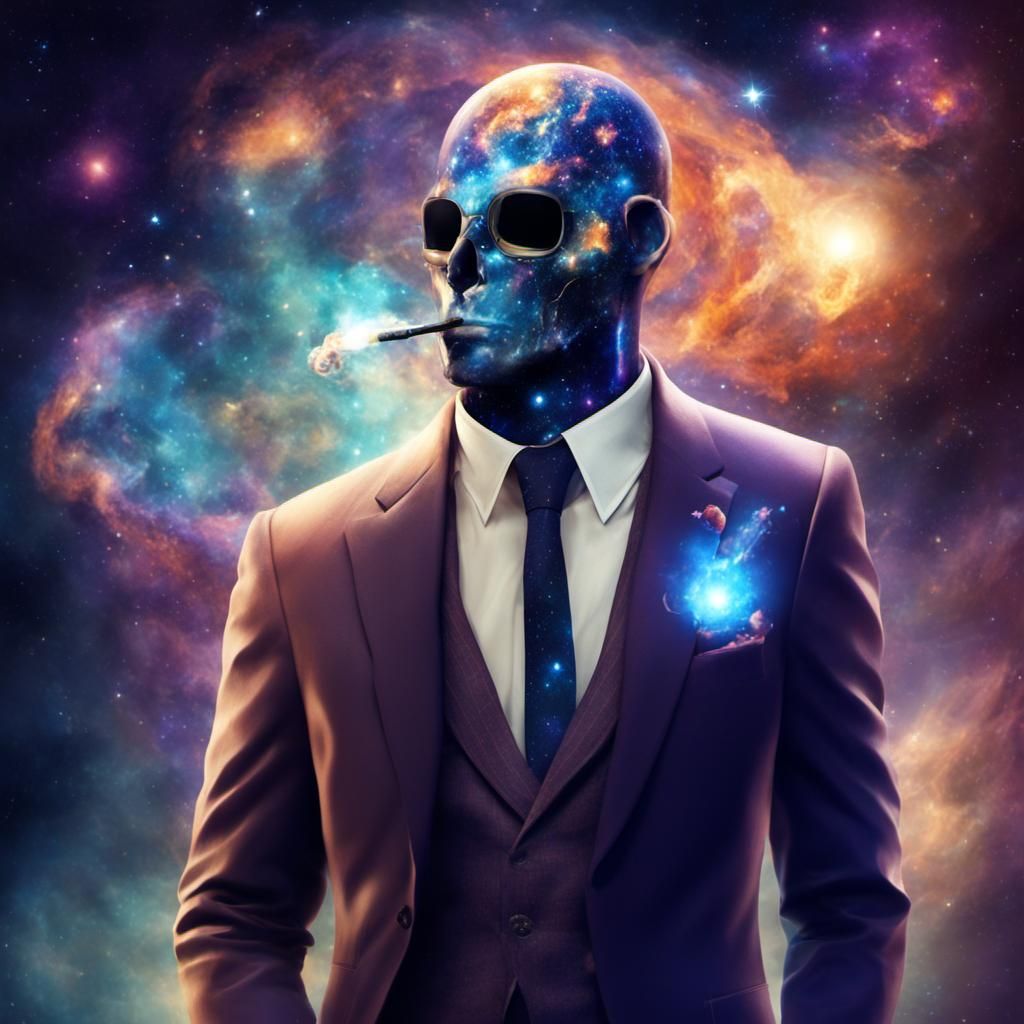 Cosmic Being Smoking in a Suit