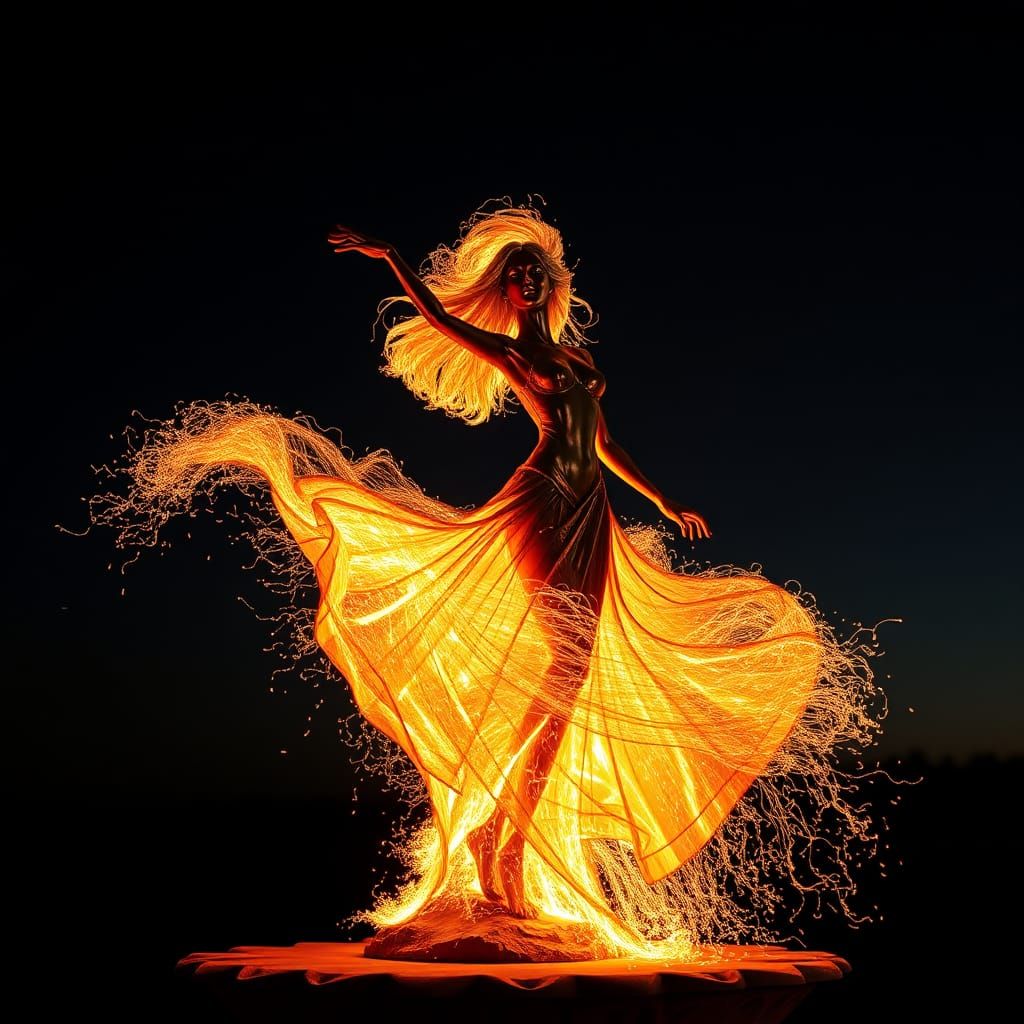 Magnetic Metal Statue with Fire Dust Whirlwind