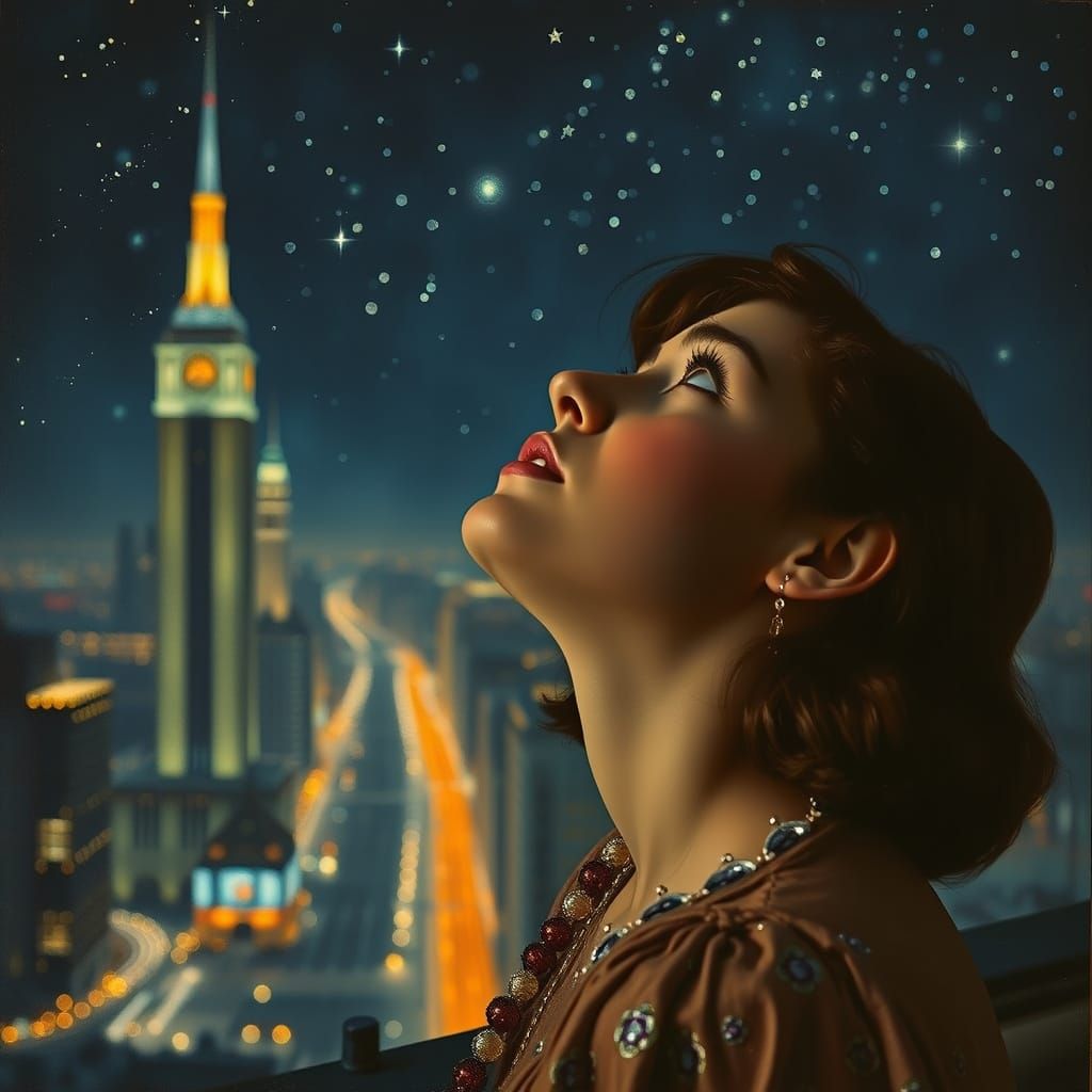 Edwardian Stargazer in Glimmering City: Post-Impressionist V...