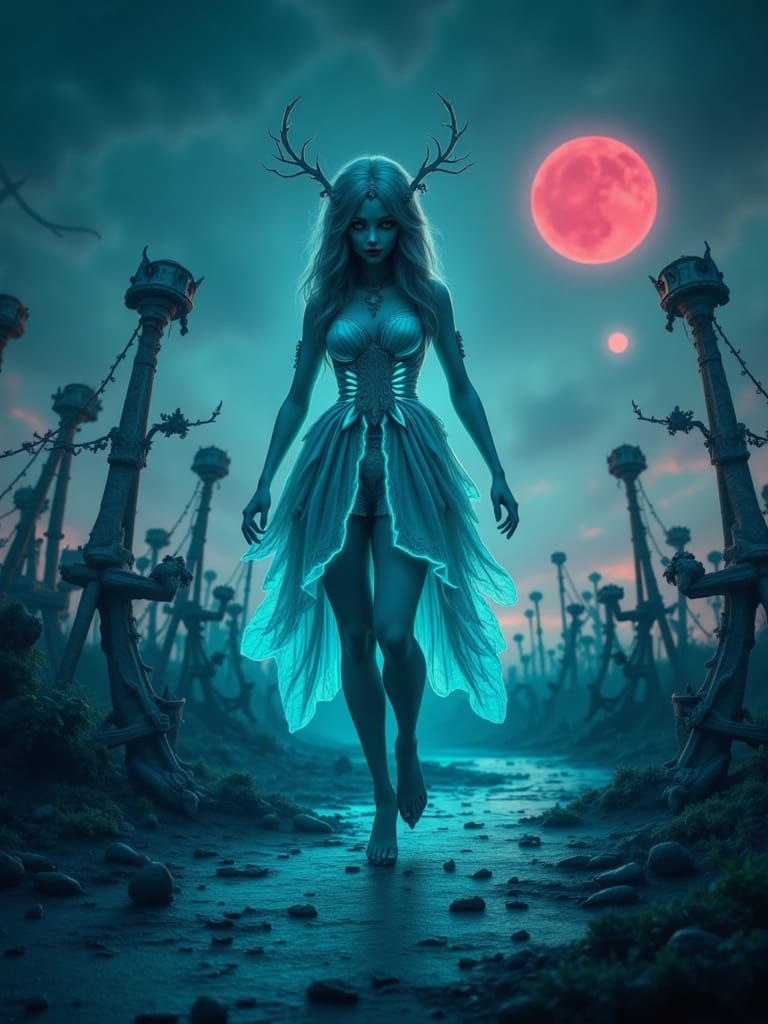 Ethereal Light Doll in Abandoned Amusement Park