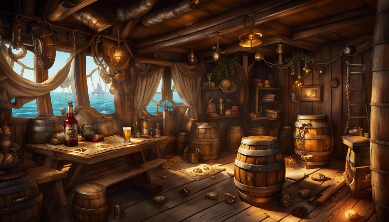 Pirate captain's cabin.