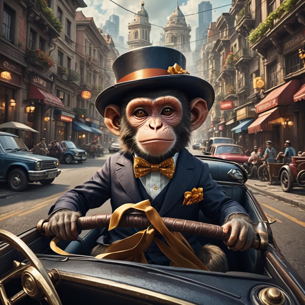Monkey Car Ride: Detailed Matte Painting