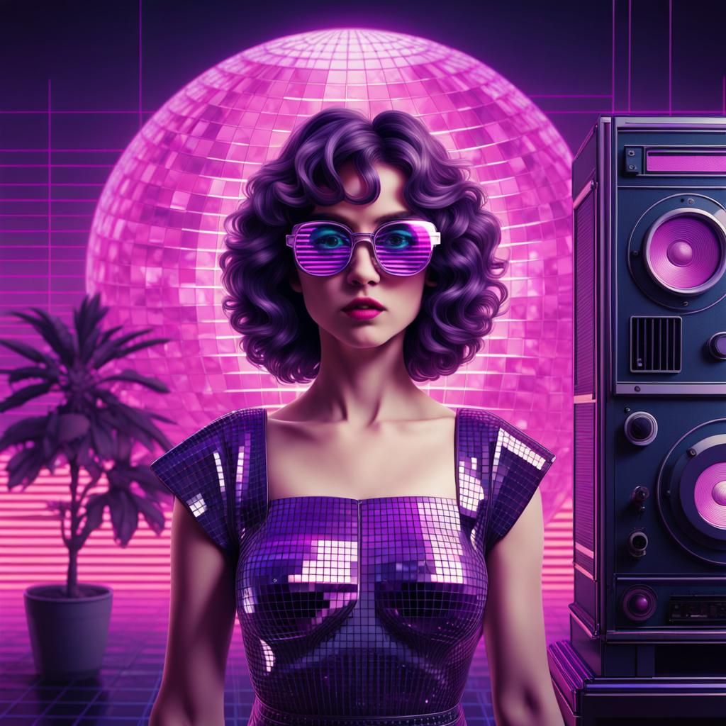 Vaporwave Scene Inspired by Purple Disco Machine