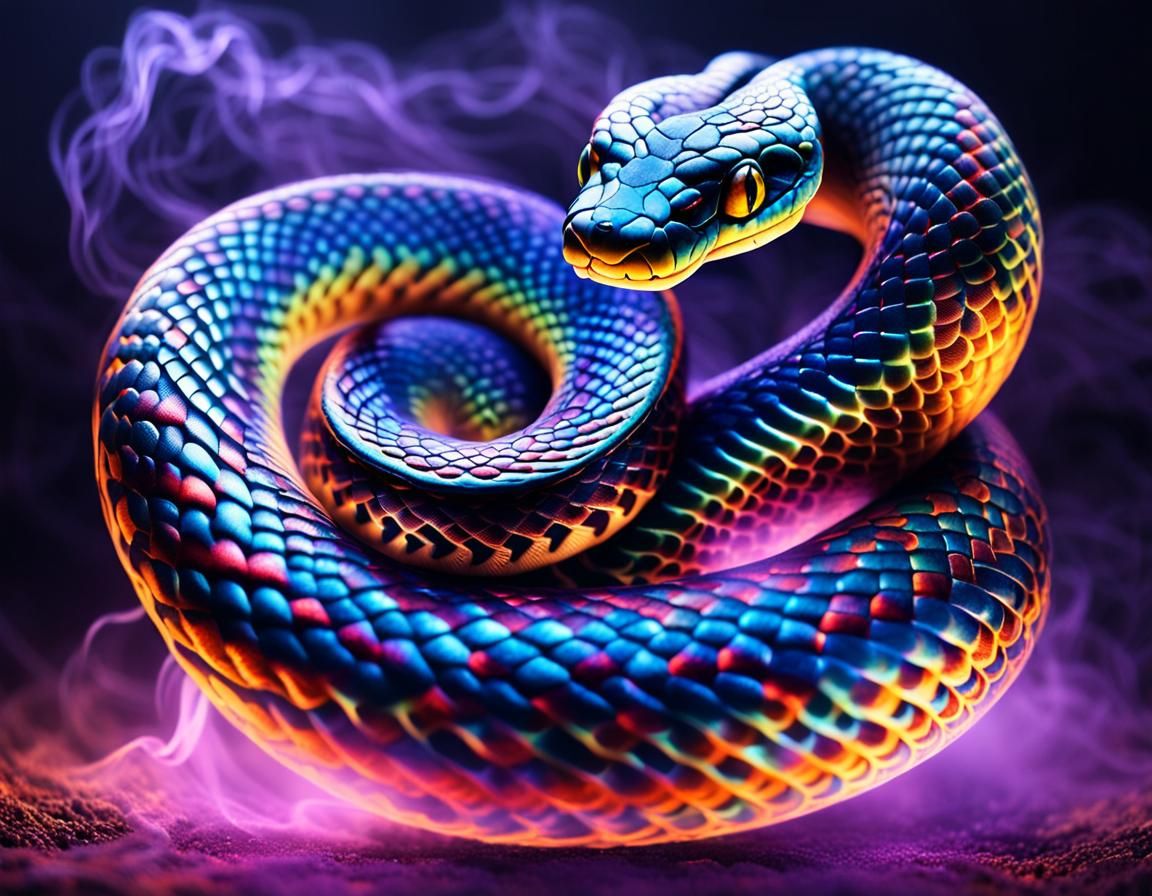 Metallic Snake Eating Tail on Wheel, Fantasy Art