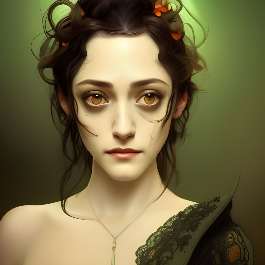 Victorian Woman Portrait in Art Nouveau Style