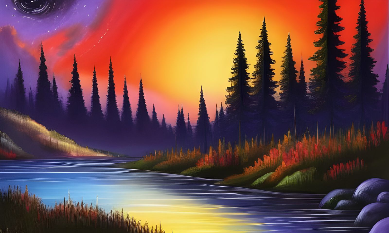 Starry Night Over Mountain Village: Hyperrealistic Photo