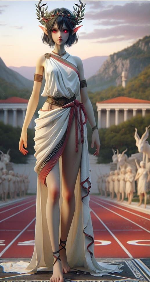 Elven Female in Greek Toga, Fantasy Concept Art
