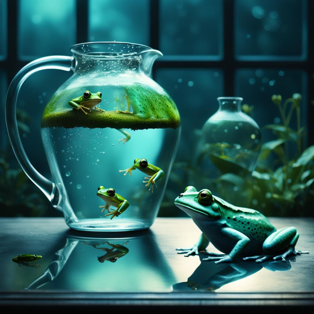 Green Frog Contemplates Tadpoles: Digital Matte Painting