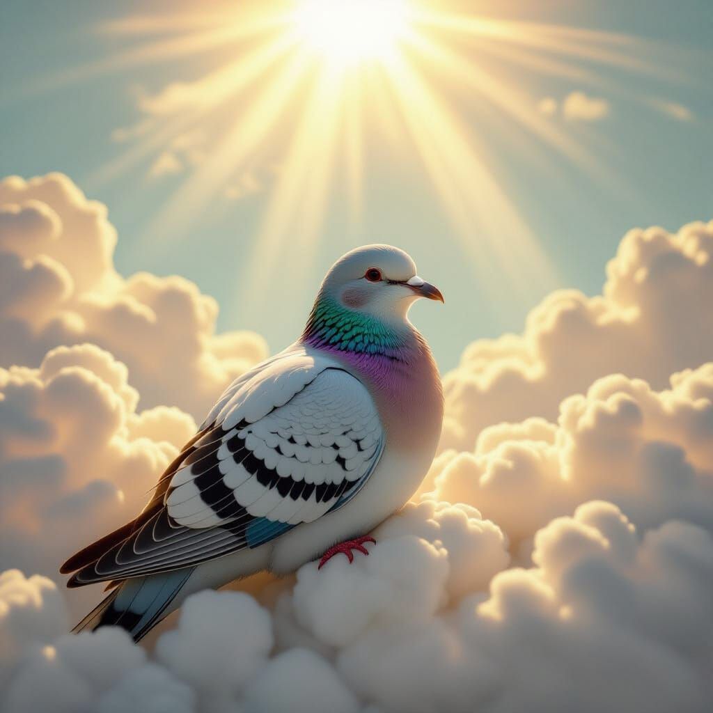 Passenger Pigeon in Divine Light, Wildlife Illustration
