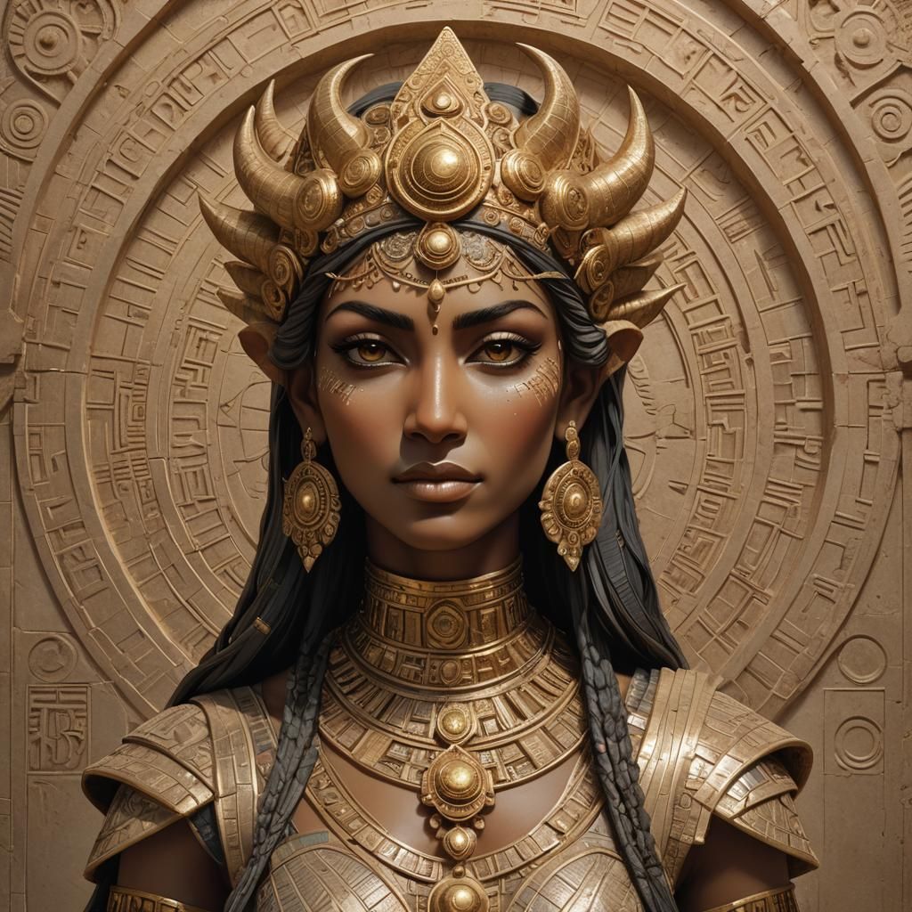 Ancient Goddess Shala in Futuristic Mesopotamian Revival