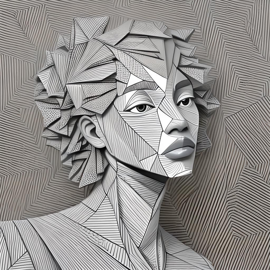 Abstract Origami Portrait of a Black Woman