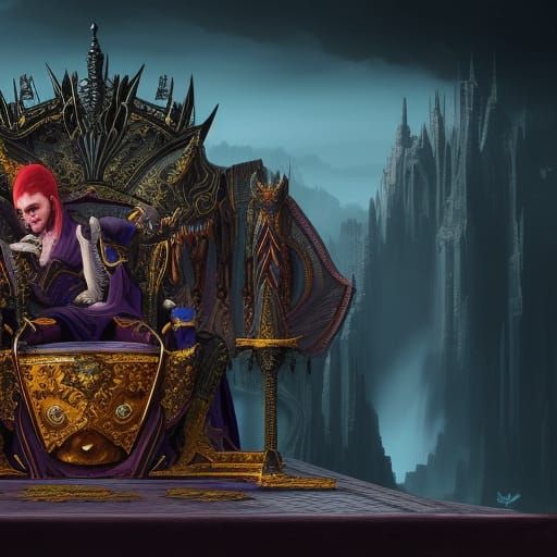 Dracule on His Throne: Fantasy Concept Art