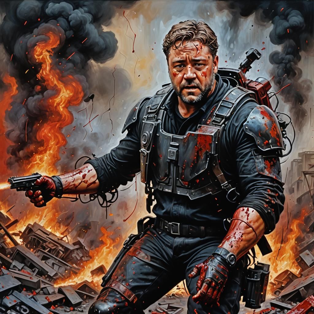 Epic Robot Battle: A Hyperdetailed Oil Painting