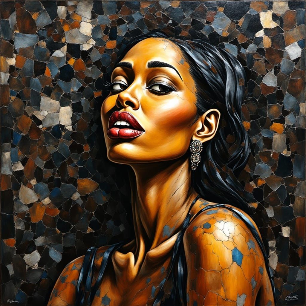 Abstract Pointillist Portrait in Expressionist Oil Painting ...