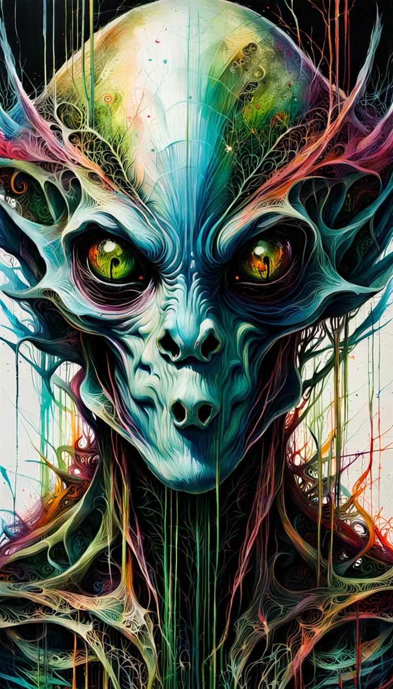 Creepy Alien Portrait in Graffiti Art Style