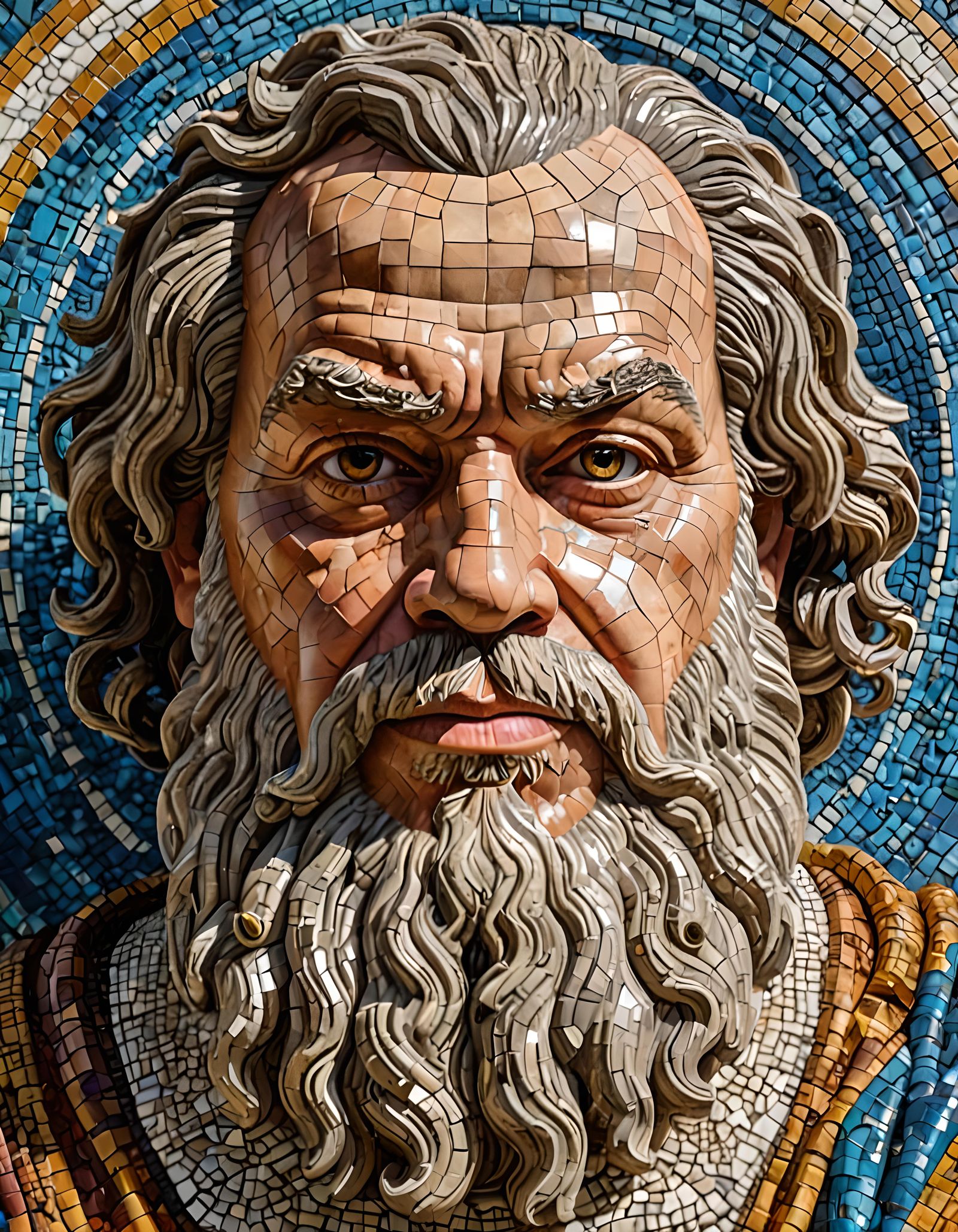 Detailed Mosaic Portrait of Philosopher Socrates