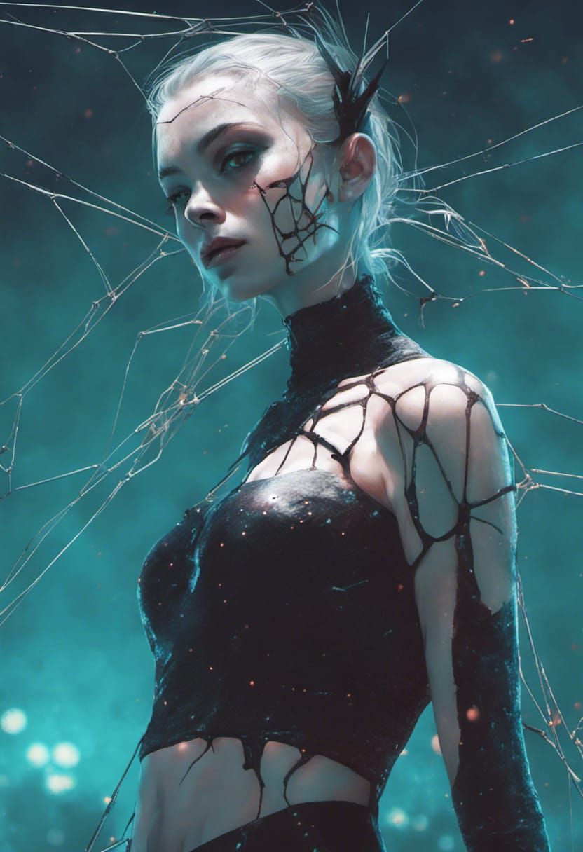Gothic Arachnid Woman in a Spider Web