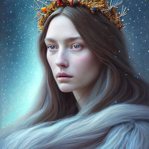 Goddess of Winter Portrait with Starry Eyes