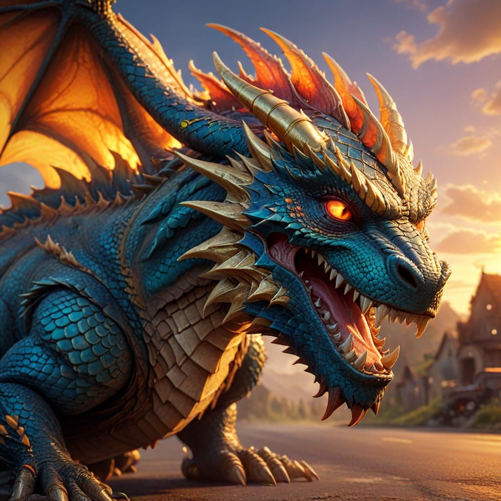 Dragon Car Fantasy Concept Art in Pixar Style