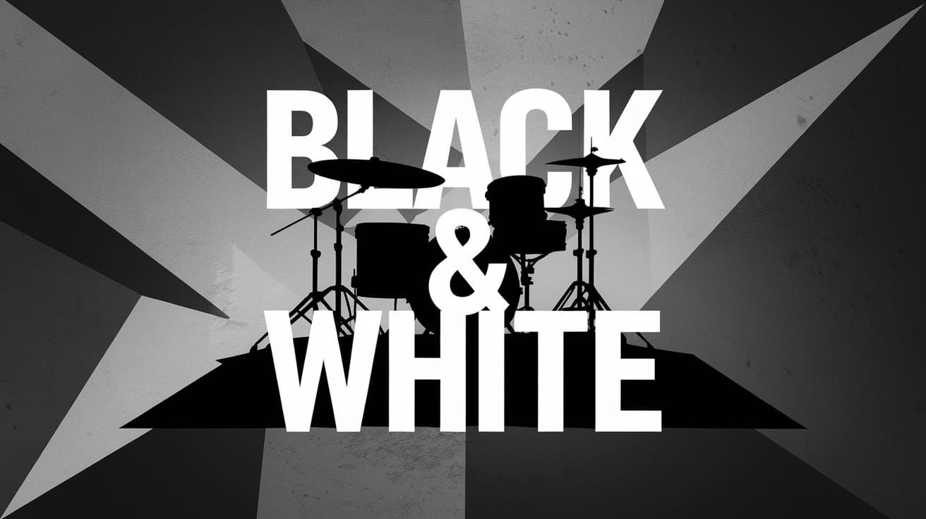 Black and White Drums on Abstract Background