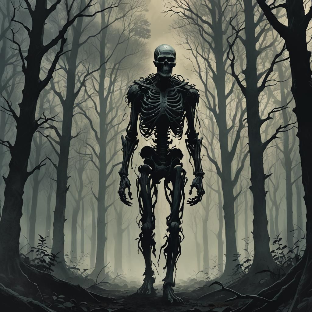 Eerie Forest: A Dark Cinematic Illustration