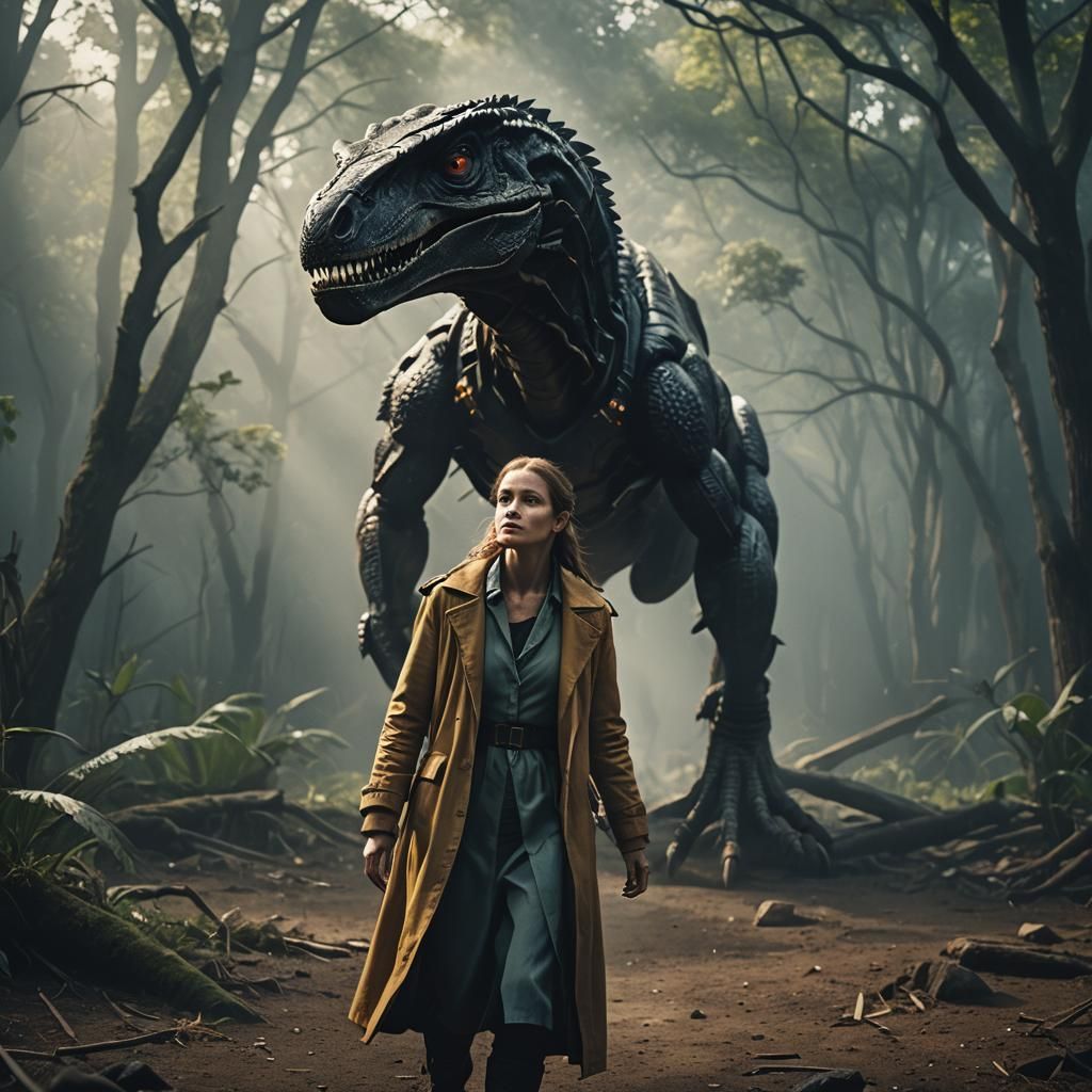 Cinematic Film Still: Woman Conjuring Chaos