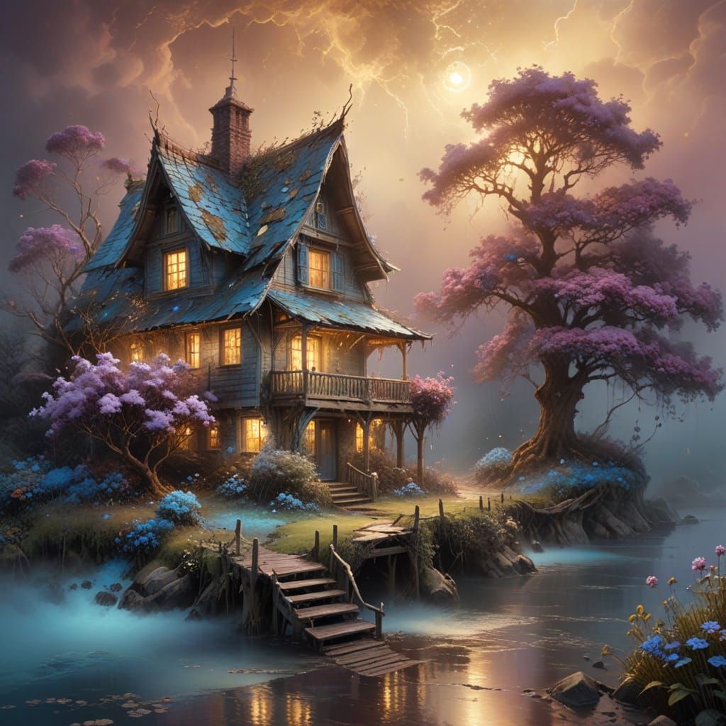 Ethereal Swiss Cottage in Soft, Grungy Palette