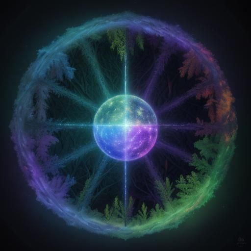 Cosmic Forest: A Surreal Astral Oil Painting