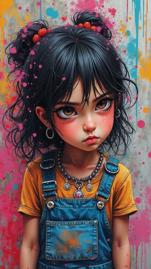 Grumpy Girl in Graffiti Style