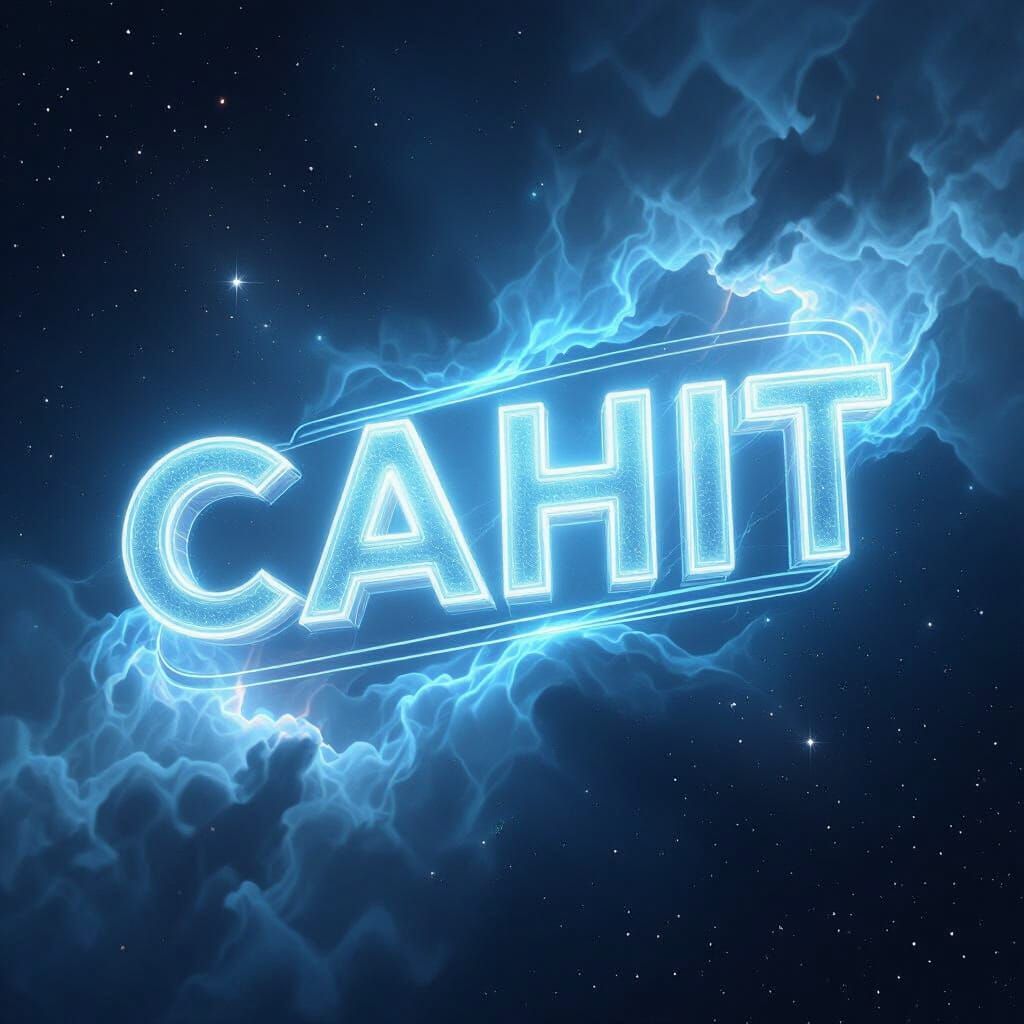 Glowing CAHIT Inscription in Vibrant Blue and White Light