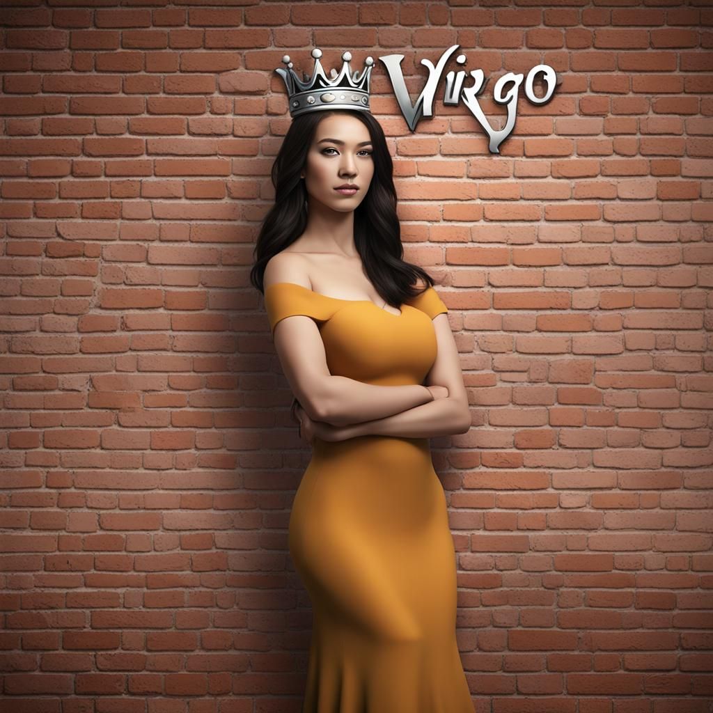 Diamond Virgo Breaks Brick Wall, 3D Render