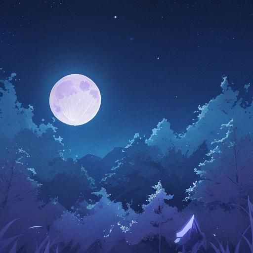 Serene Moonlit Anime Sky in Cel-Shaded Style