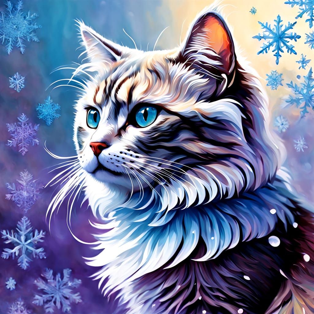 Whimsical Feline Scene in Vibrant Oil Painting Style