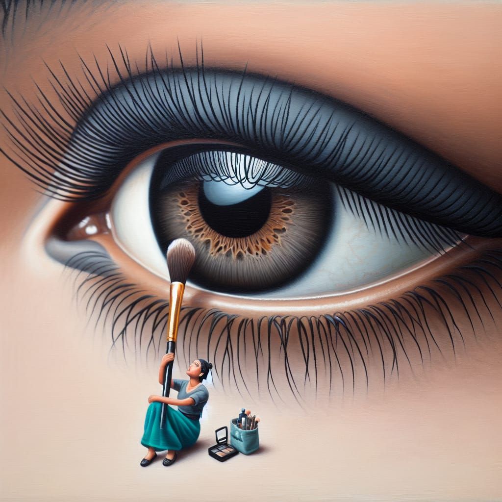 Surreal Miniature Makeup Artist: Meticulous Realism Painting
