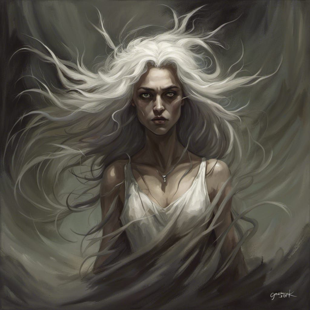 Ethereal Female Spirit in Dark Fantasy Style