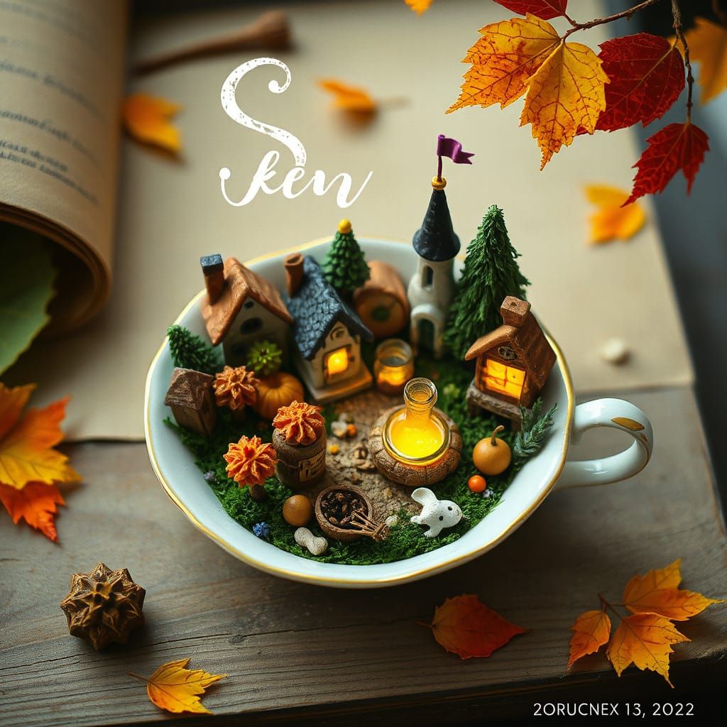 Magical Teacup Village in Autumnal Glow
