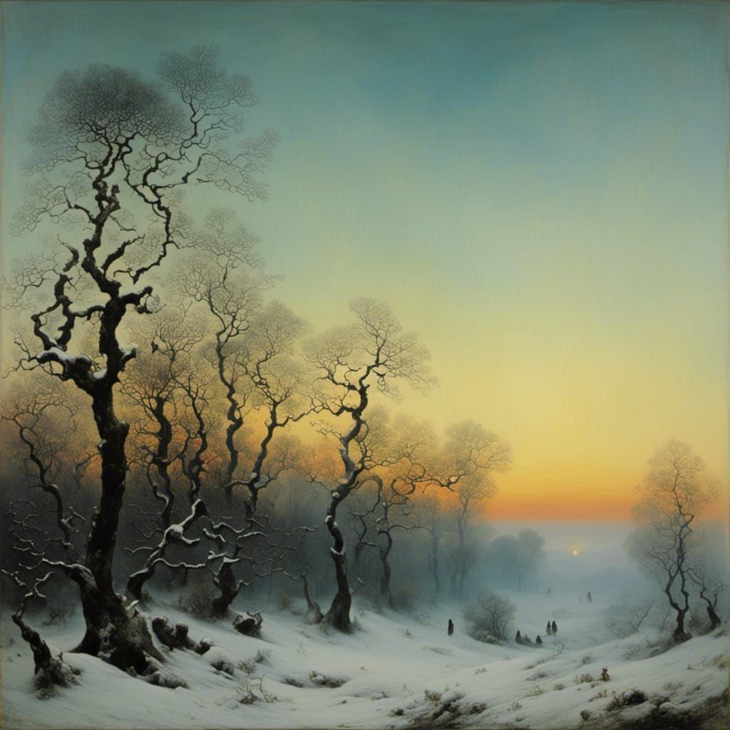 Winter Landscape in Romantic Style