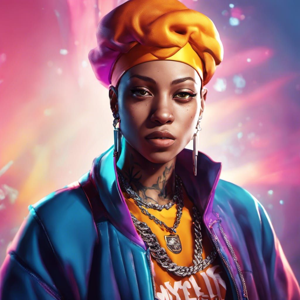 Stylish Non-Binary Portrait in Hip Hop Fashion