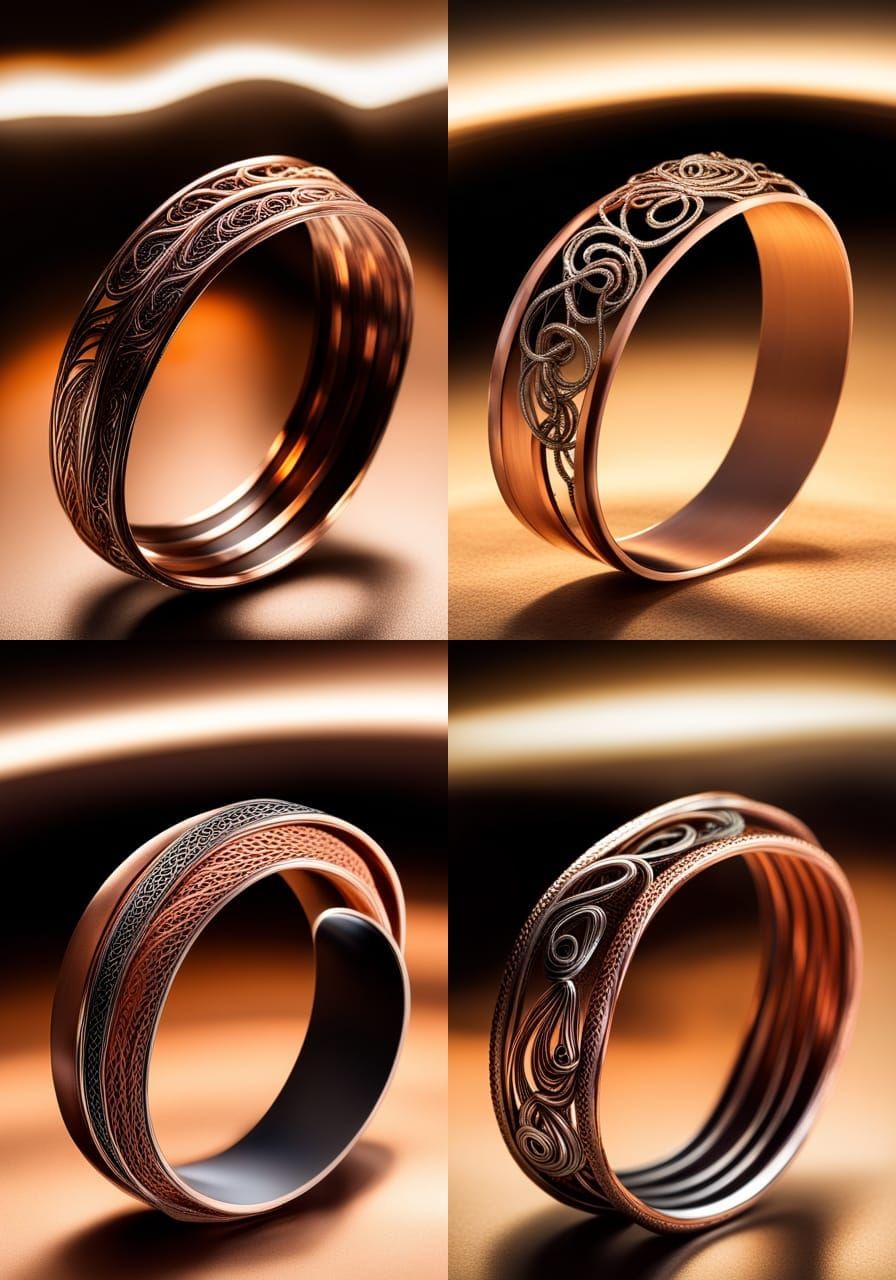 Handmade Filigree Bracelet in Copper and Silver