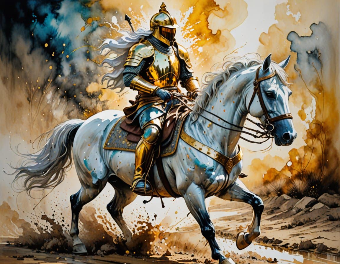 Vibrant Warrior on Horseback