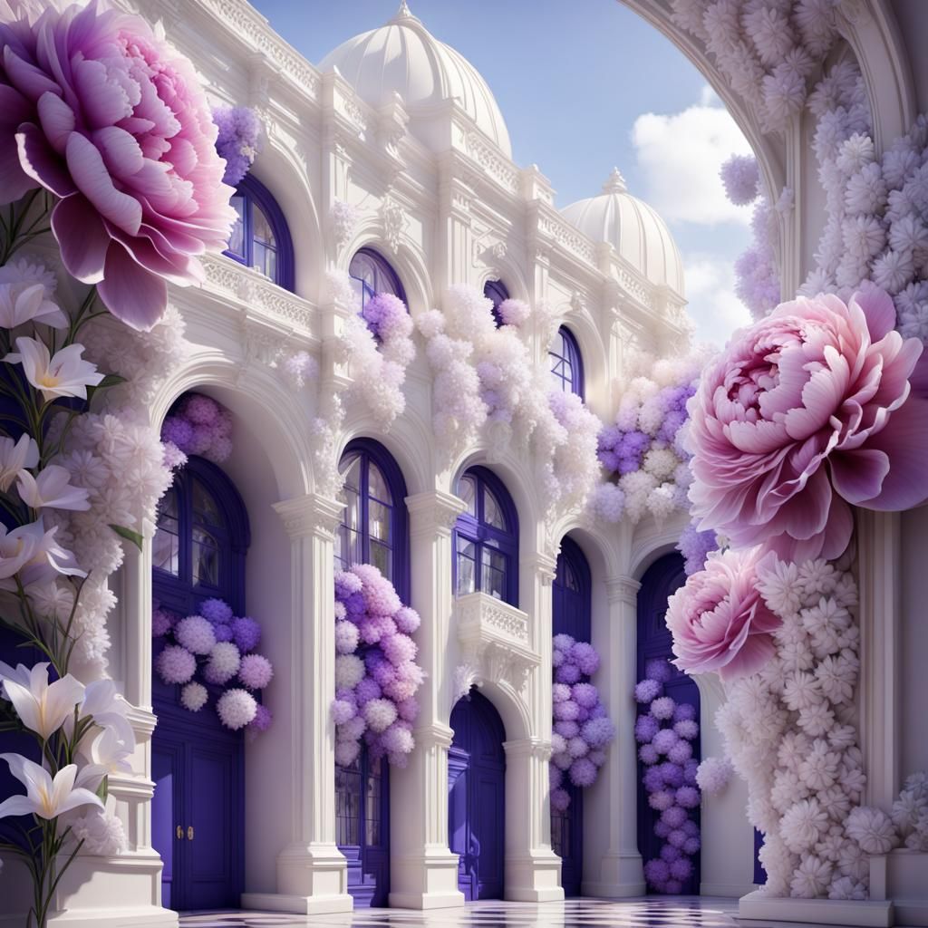Colorful Eclectic Architecture with Flowers
