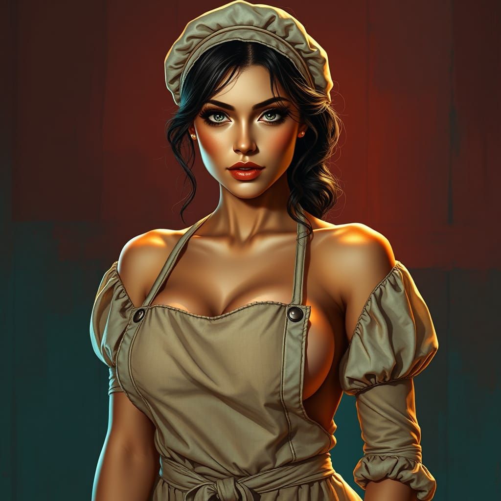 Sensual Fantasy Baker in Rococo-Inspired Comic Book Art Styl...