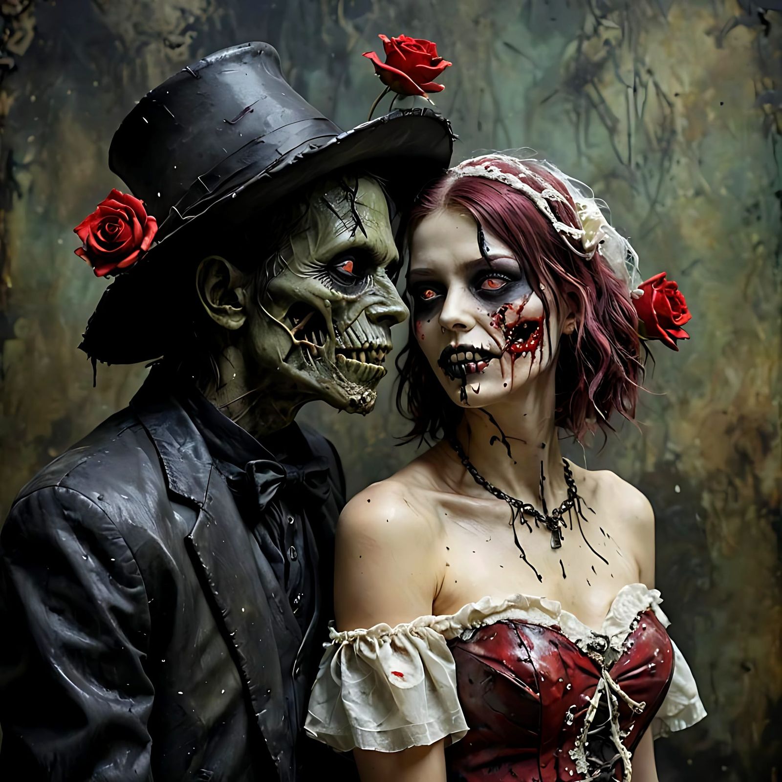 Gothic Zombie Teen Couple on Prom Night
