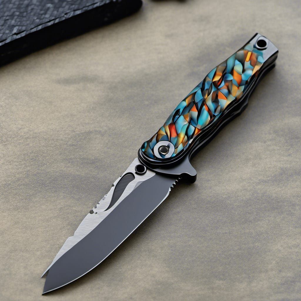 Carbon Fiber Titanium Folding Knife: Abstract Art