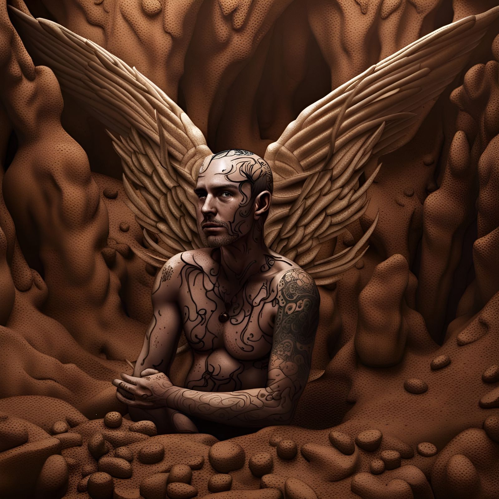 Winged Elf Imprisoned: A Surrealist Vision