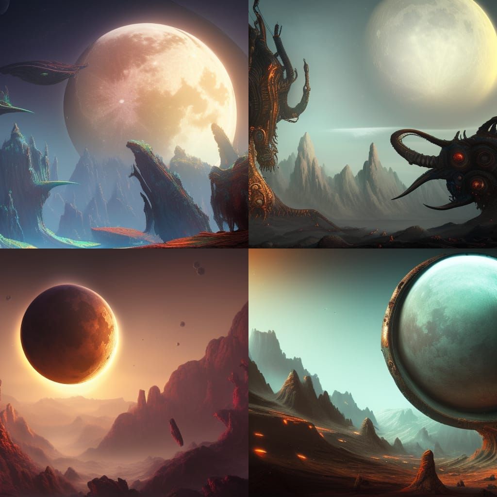 Detailed Alien Moon Landscape in Deep Color