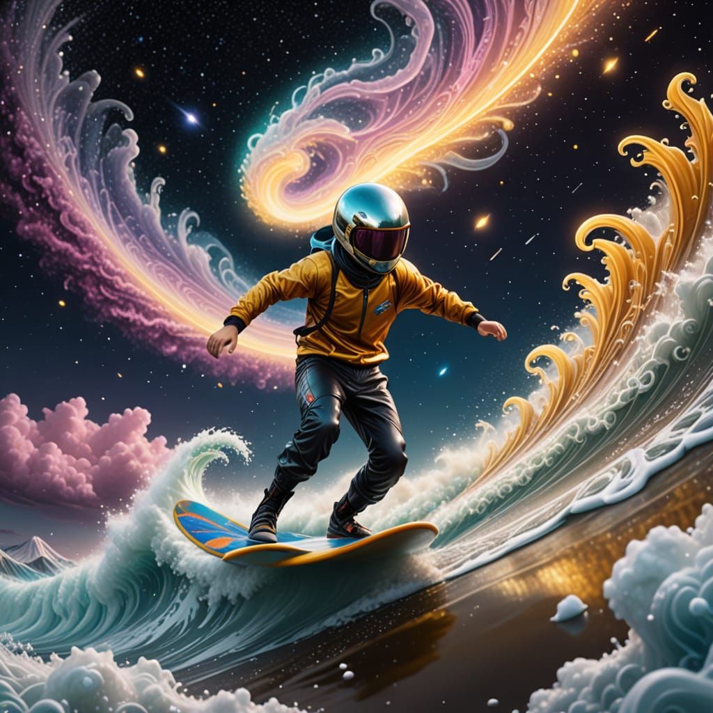 Cosmic Surfer Rides Comet's Golden Tail