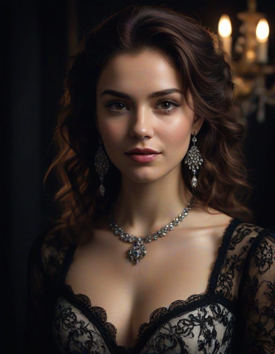 Elegant Portrait of a Woman with Voluminous Hair